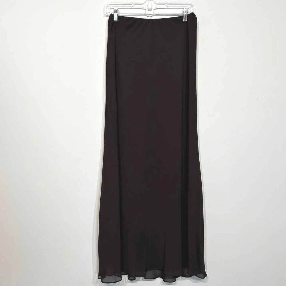 Alex Evenings Chiffon Maxi Skirt Female M Brown Vintage Formal Double Layer